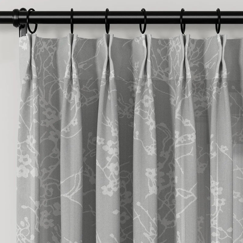 Freya Linen Semi Sheer Jacquard Curtains Pleated -TWOPAGES