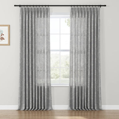 Freya Linen Semi Sheer Jacquard Curtains Pleated TWOPAGES