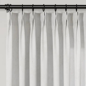Freya Linen Semi Sheer Jacquard Curtains Pleated -TWOPAGES