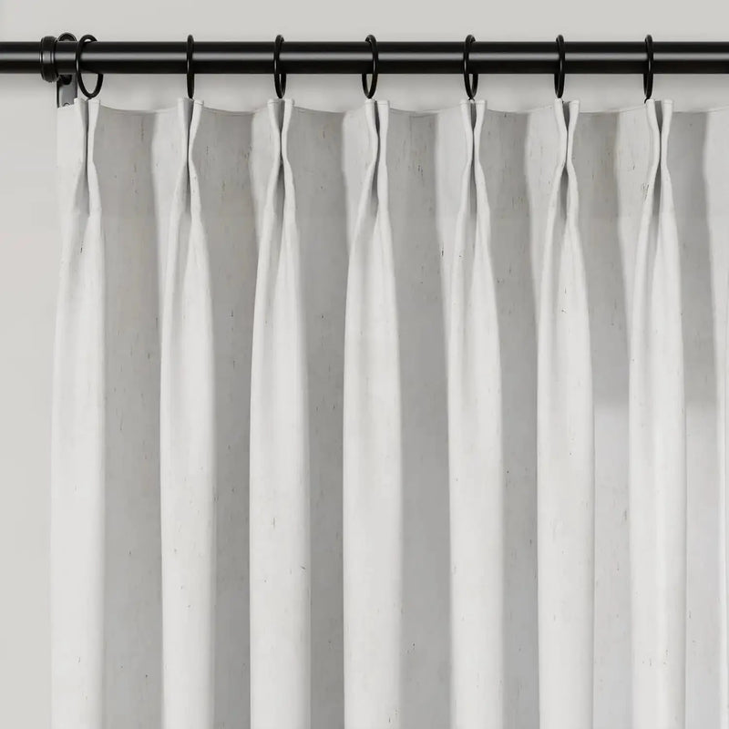 Freya Linen Semi Sheer Jacquard Curtains Pleated -TWOPAGES