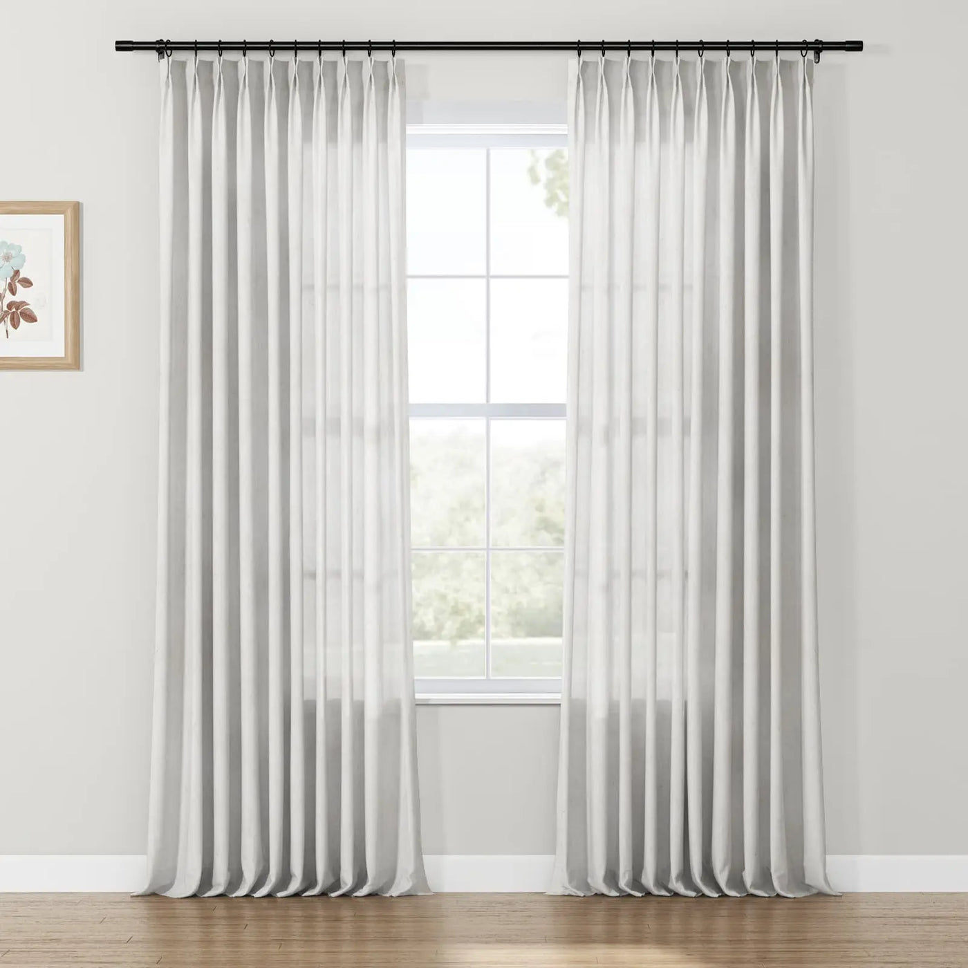 Freya Linen Semi Sheer Jacquard Curtains Pleated TWOPAGES