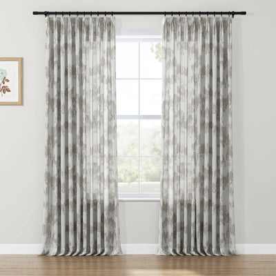 Freya Linen Semi Sheer Jacquard Curtains Pleated TWOPAGES