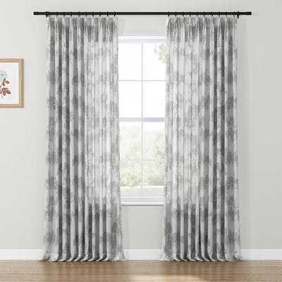 Freya Linen Semi Sheer Jacquard Curtains Pleated TWOPAGES