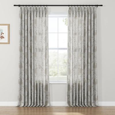 Freya Linen Semi Sheer Jacquard Curtains Pleated TWOPAGES