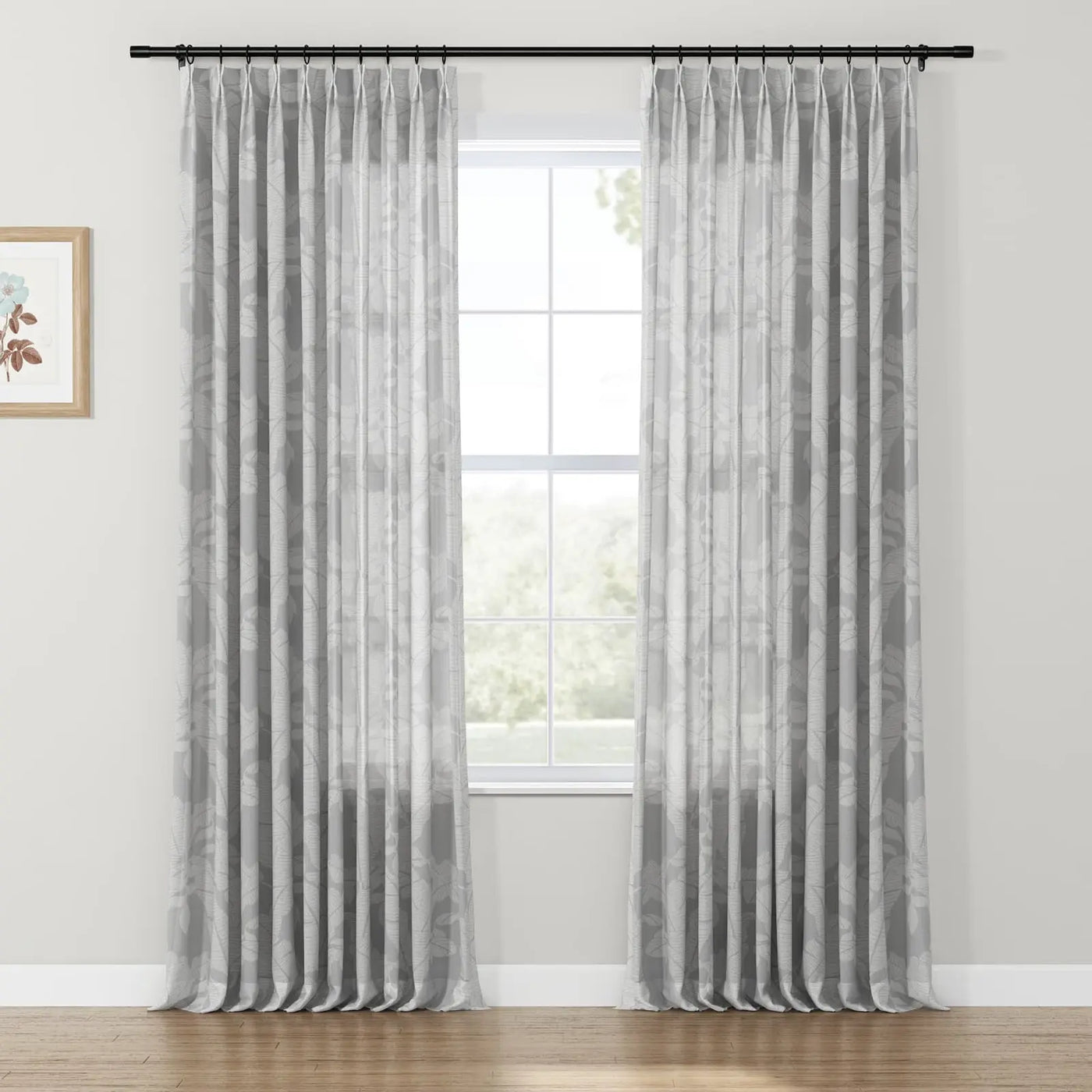 Freya Linen Semi Sheer Jacquard Curtains Pleated TWOPAGES