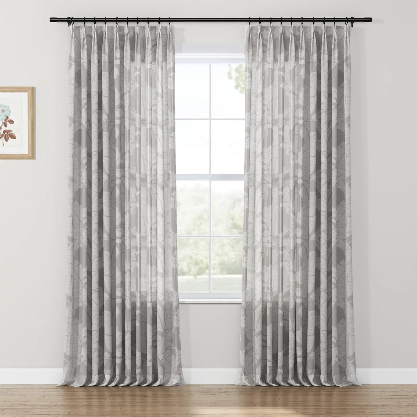 Freya Linen Semi Sheer Jacquard Curtains Pleated TWOPAGES