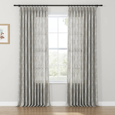 Freya Linen Semi Sheer Jacquard Curtains Pleated TWOPAGES