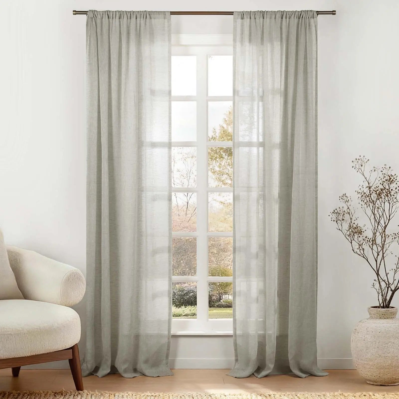Joy linen sheer curtain in beige