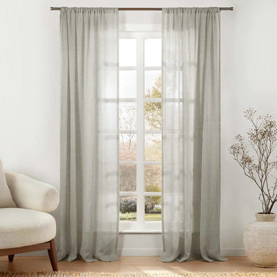 TWOPAGES Joy 100% European Flax Linen Sheer Curtain Soft Top- Beige S802-TWOPAGES