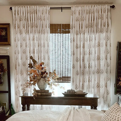 Stefana Silber Print Linen Curtain Drapery Soft Top -TWOPAGES