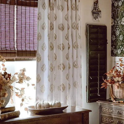 Stefana Silber Print Linen Curtain Drapery Soft Top -TWOPAGES