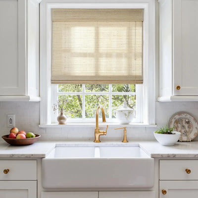 Natural Ramie Bamboo Woven Shade - Sand Beige -TWOPAGES CURTAINS