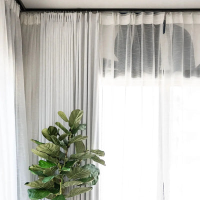 Scandina Solid Voile Sheer Curtain Pleated -TWOPAGES