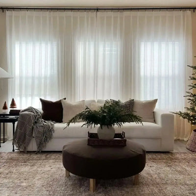 Scandina Solid Voile Sheer Curtain Pleated -TWOPAGES