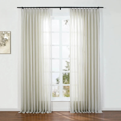 Florida Embossed White Semi Sheer Curtain Soft Top -TWOPAGES