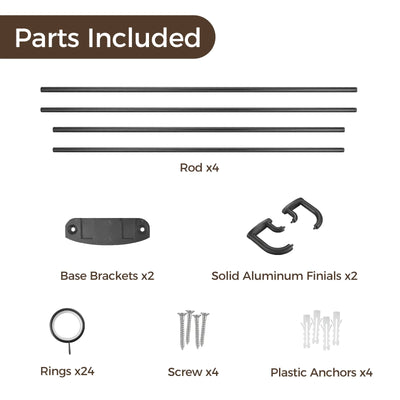 Jaylon Adjustable Double Curtain Rod with Rings TWOPAGES