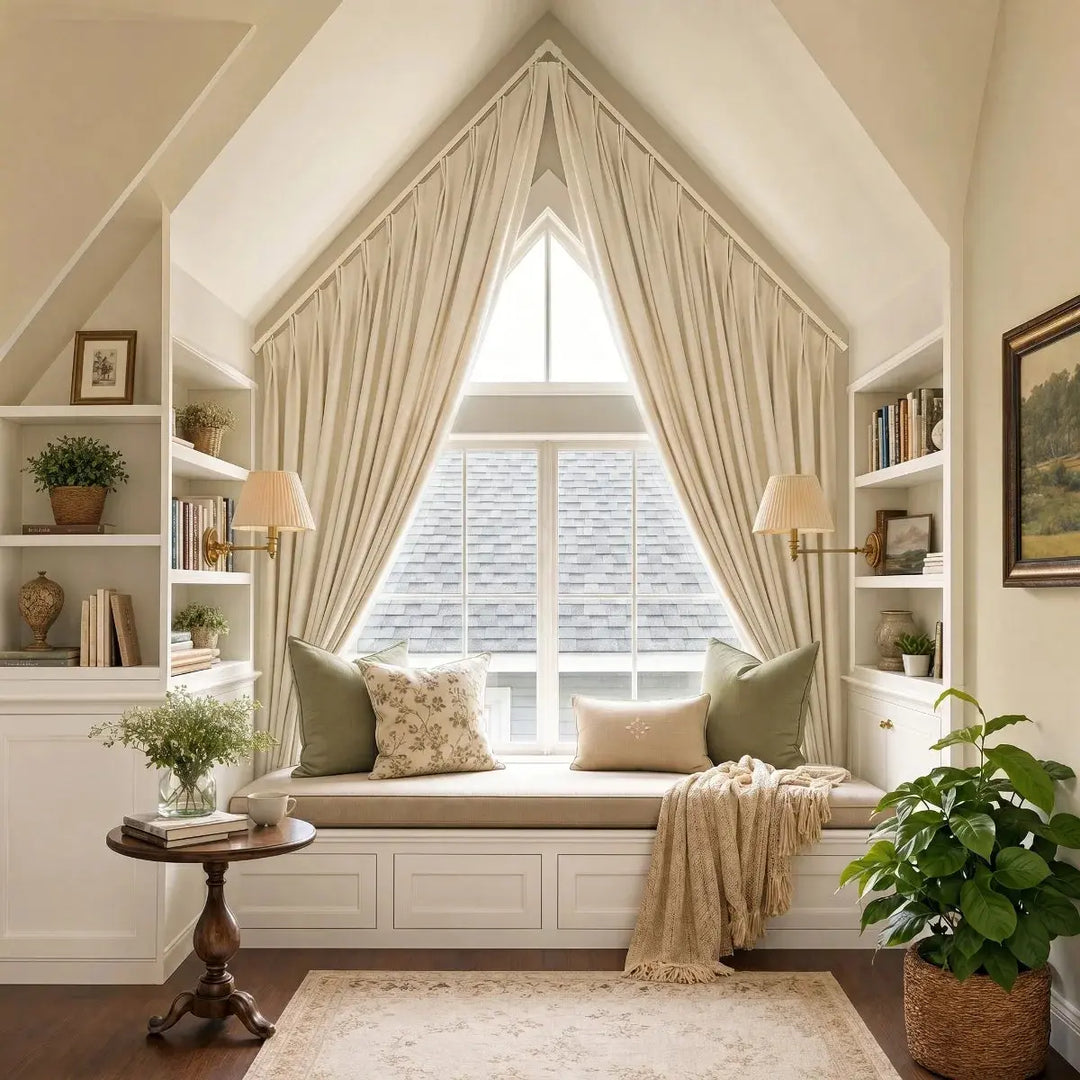 Custom Arch and Triangle Window Curtain &amp; Track Solution- -TWOPAGES