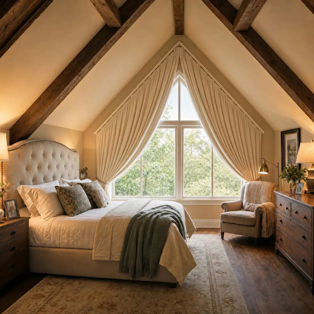 Custom Arch and Triangle Window Curtain &amp; Track Solution- -TWOPAGES