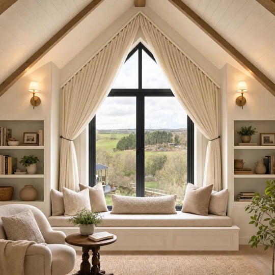 Custom Arch and Triangle Window Curtain &amp; Track Solution- -TWOPAGES