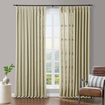 Tia Linen Blend Curtain Drapery Pleated TWOPAGES