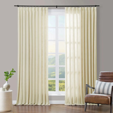 Tia Linen Blend Curtain Drapery Pleated TWOPAGES
