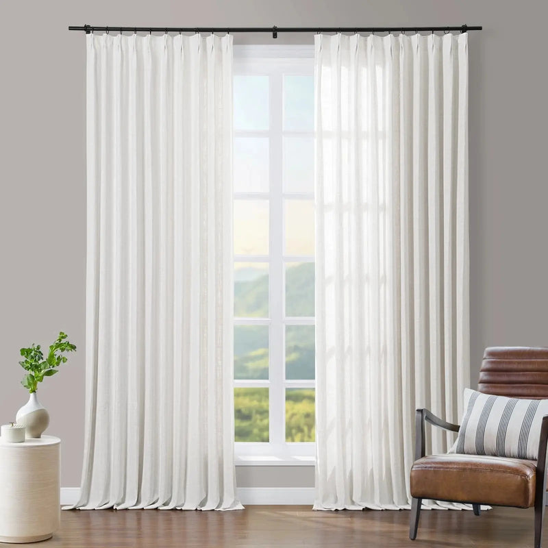 Tia Linen Blend Curtain Drapery Pleated TWOPAGES