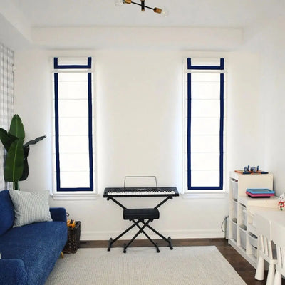 Tyrone Cordless Roman Shade with Border -TWOPAGES