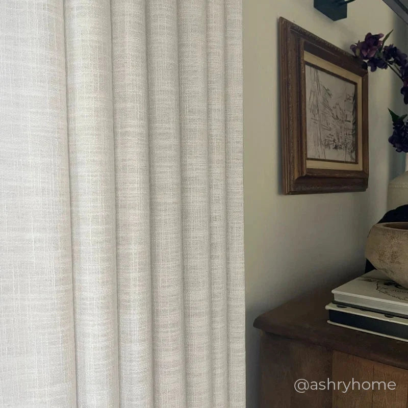 Liz Beige White Triple Pleated Drape