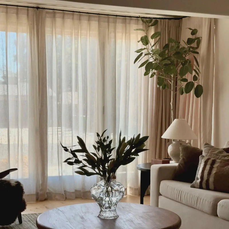 Joy 100% European Flax Linen Sheer Curtain Pleated- -TWOPAGES