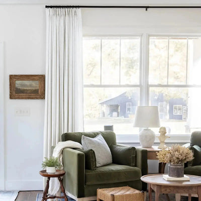 Liz Linen Drapery Pinch Pleat with Unlined - Beige White -TWOPAGES