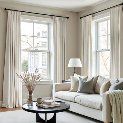 Broad 100% Cotton Plain Weave Curtain Pleated -TWOPAGES