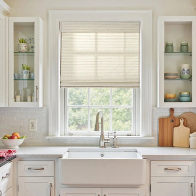 Natural Ramie Bamboo Woven Shade - Beige White -TWOPAGES CURTAINS