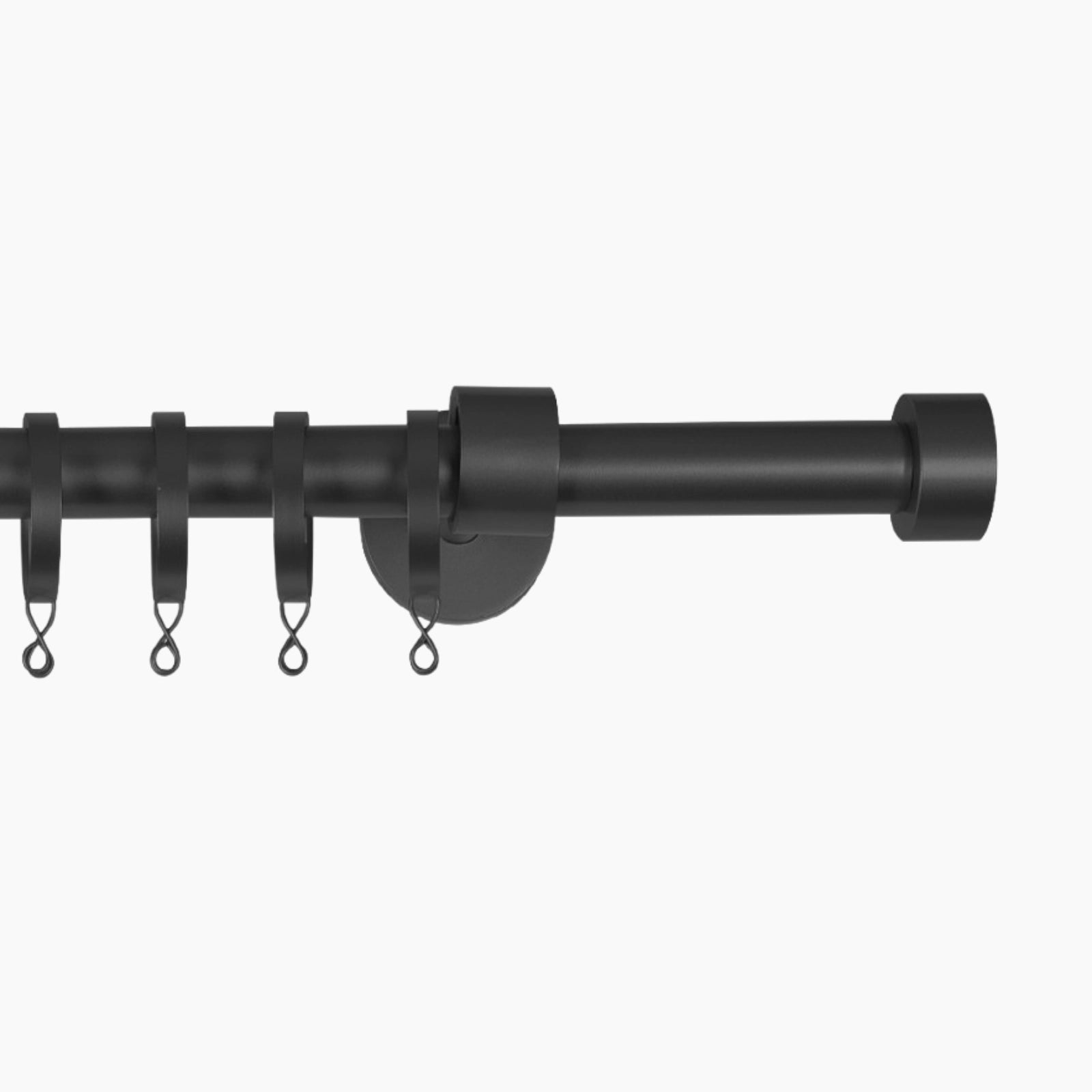 Black - Lucas Adjustable Curtain Rod with Rings - Small 32-76 in length