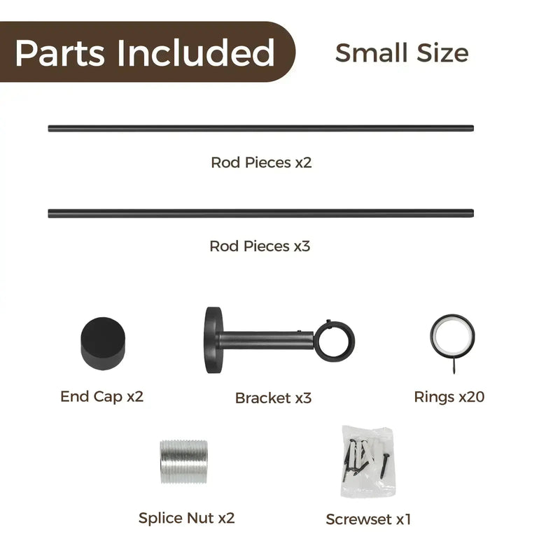 Lucas Adjustable Curtain Rod with Rings- -TWOPAGES