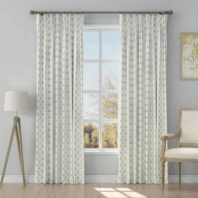 Stefana Silber Print Linen Blend Curtain Drapery Pleated -TWOPAGES
