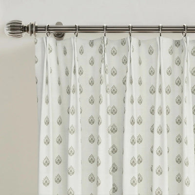 Stefana Silber Print Linen Blend Curtain Drapery Pleated -TWOPAGES