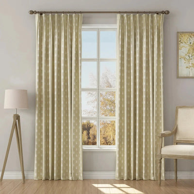 Stefana Silber Print Linen Blend Curtain Drapery Pleated -TWOPAGES