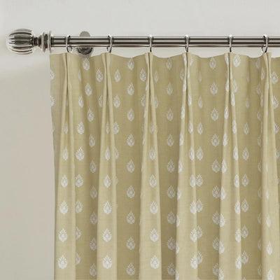Stefana Silber Print Linen Blend Curtain Drapery Pleated -TWOPAGES