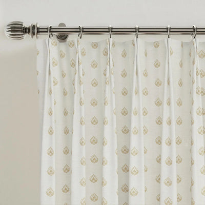 Stefana Silber Print Linen Blend Curtain Drapery Pleated -TWOPAGES