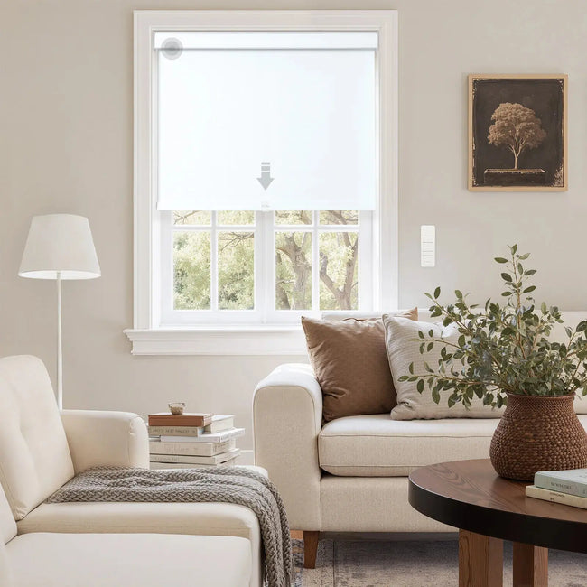 Alvin Motorized Blackout Boutique Roller Shade- Boutique Snow White M128-1-TWOPAGES