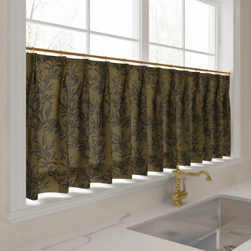 Sara Le Print Linen Pleated Cafe Curtains -TWOPAGES