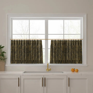 Sara Le Print Linen Pleated Cafe Curtains -TWOPAGES