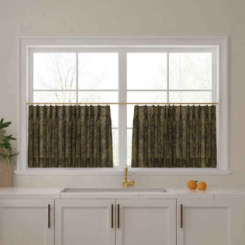 Sara Le Print Linen Pleated Cafe Curtains -TWOPAGES