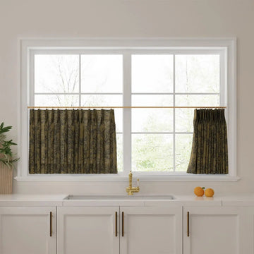 Sara Le Print Linen Pleated Cafe Curtains -TWOPAGES