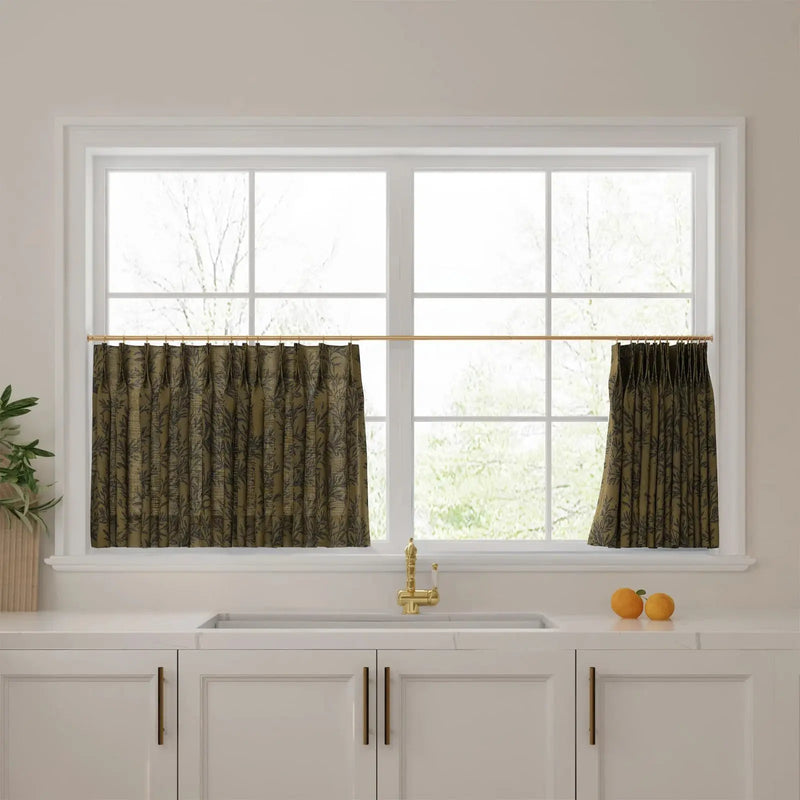 Sara Le Print Linen Pleated Cafe Curtains -TWOPAGES