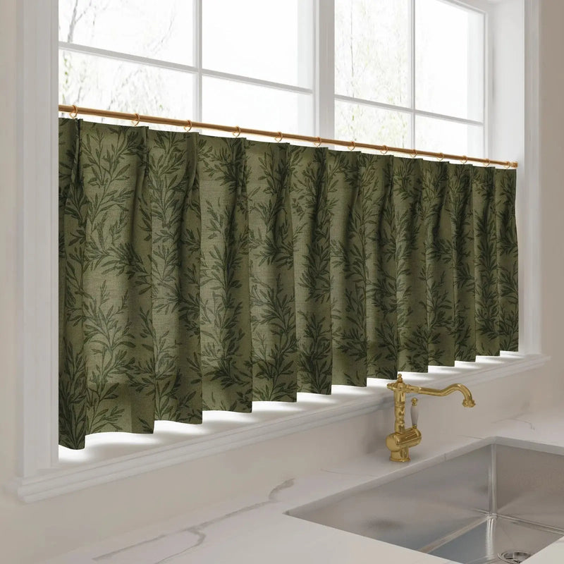 Sara Le Print Linen Pleated Cafe Curtains -TWOPAGES