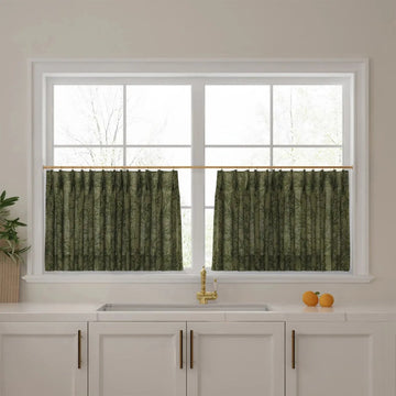 Sara Le Print Linen Pleated Cafe Curtains -TWOPAGES