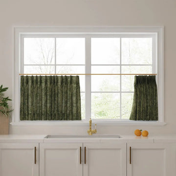 Sara Le Print Linen Pleated Cafe Curtains -TWOPAGES