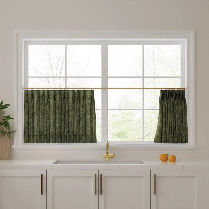 Sara Le Print Linen Pleated Cafe Curtains -TWOPAGES