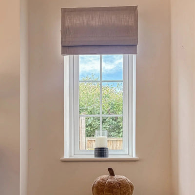 Liz Linen Blend Roman Shade Cordless - Wooden Headrail- -TWOPAGES